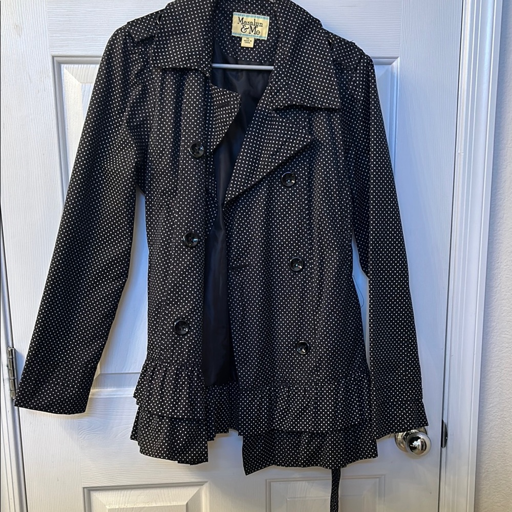 Women's Black Polka Dot Trench Coat